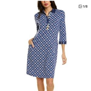 J McLaughlin Elena Dress Blue Essex Geo XS